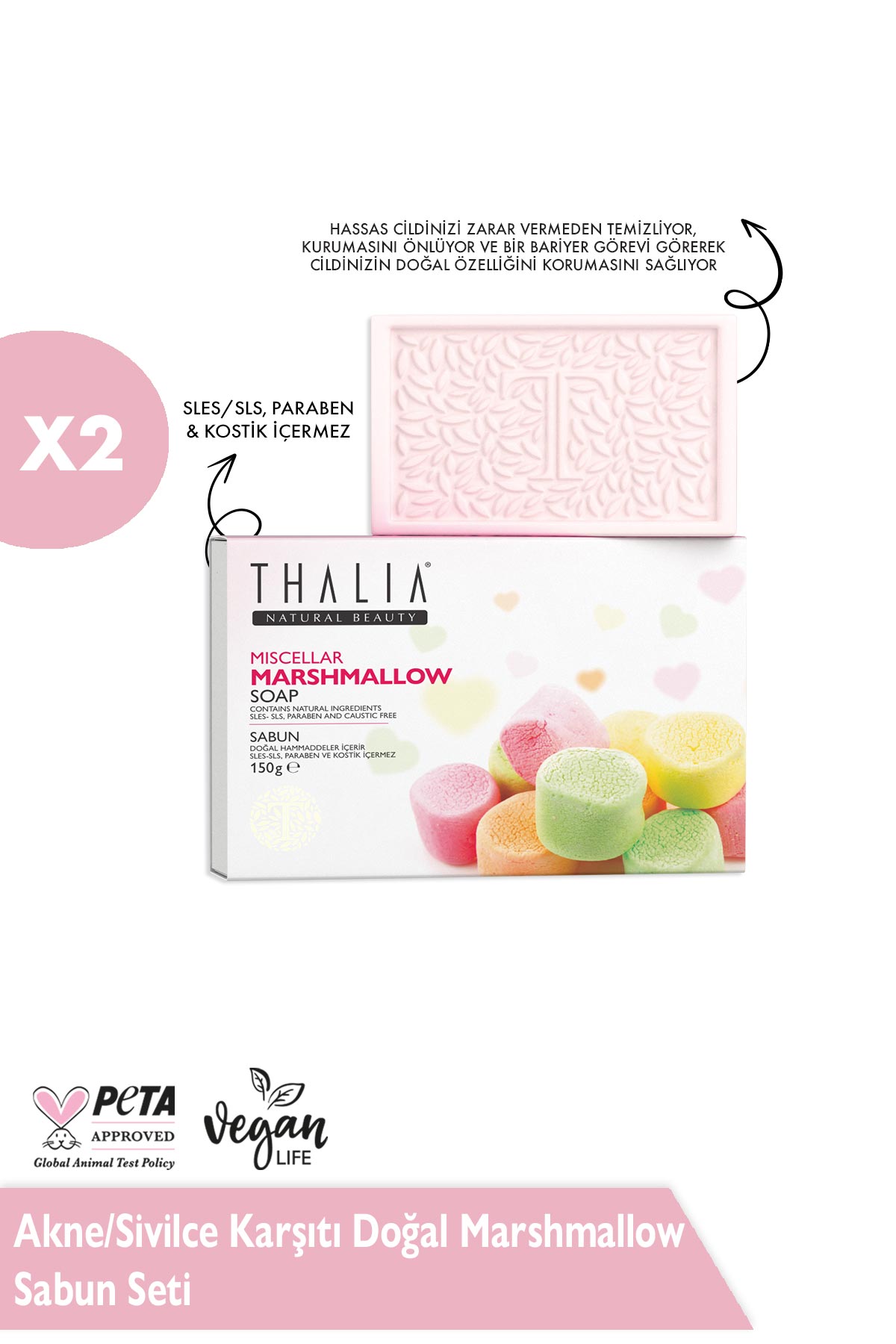 Akne/Sivilce Karşıtı Doğal Marshmallow Sabun Seti