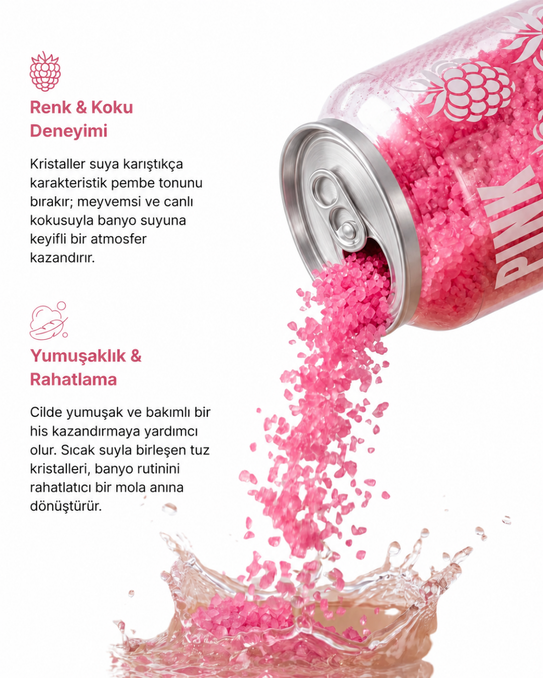 Mood Boost Banyo Tuzu Pink Pop Zing — Ahududu Özlü Renkli Kristal 260 g