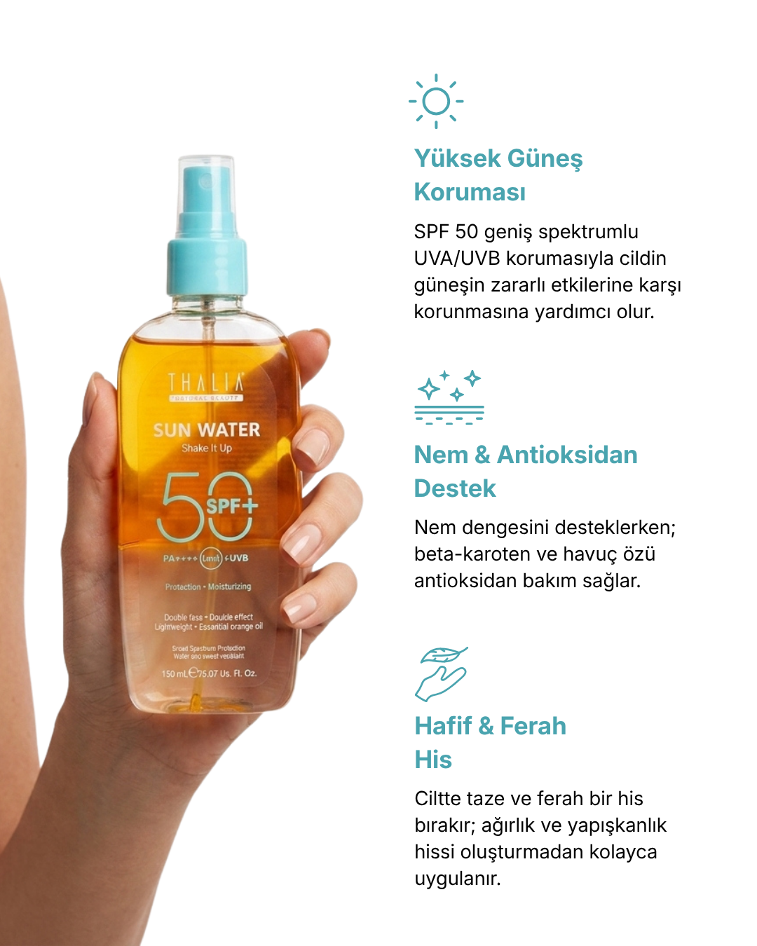 50 SPF Sun Water Çift Fazlı Koruyucu Sprey 150 ml — görsel 3