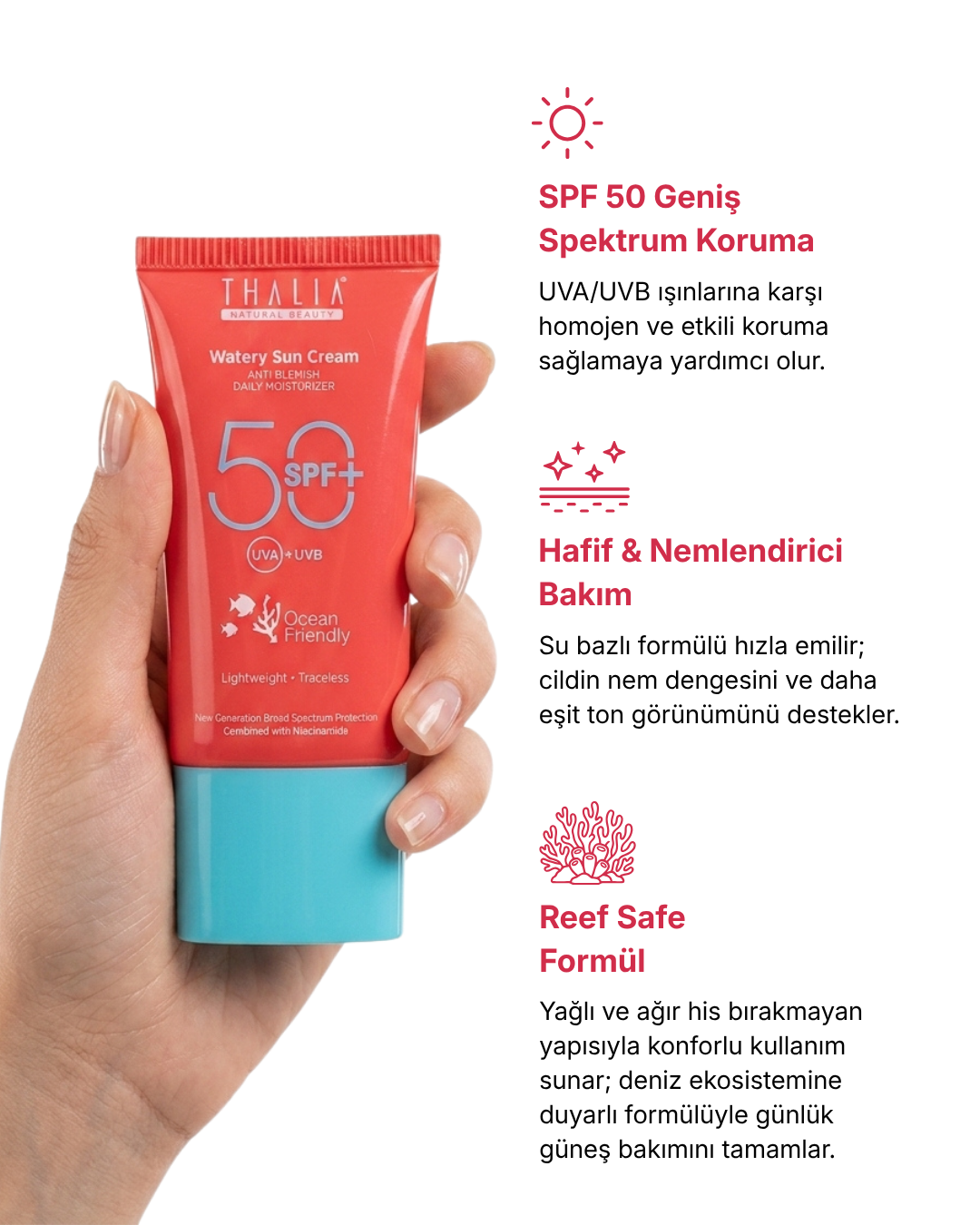 50 SPF Watery Sun Cream Yeni Nesil Hibrit Filtreli Su Bazlı — görsel 3