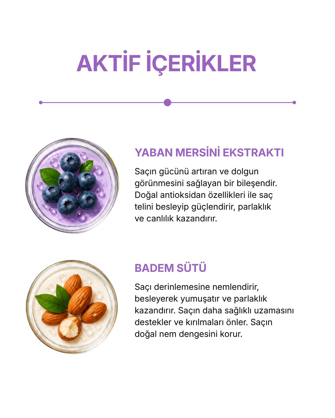 Almond Milk & Blueberry İnce Telli & Düz Saçlara Özel Sıvı Saç Kremi 200ml — görsel 5