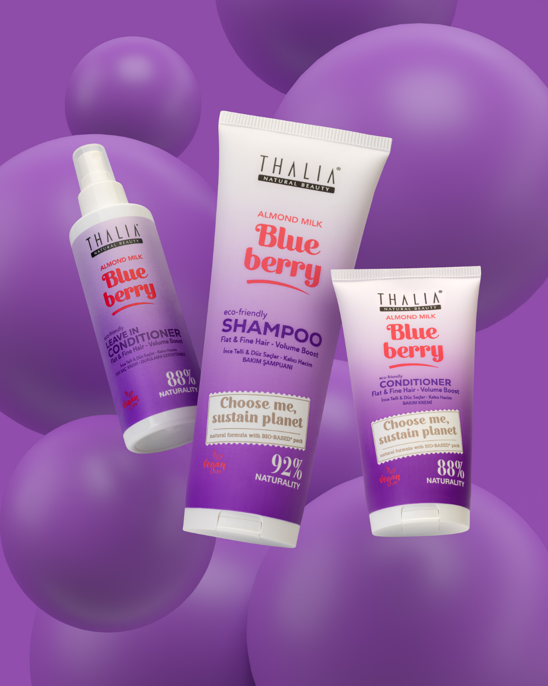 Almond Milk & Blueberry İnce Telli & Düz Saçlara Özel Sıvı Saç Kremi 200ml — görsel 6