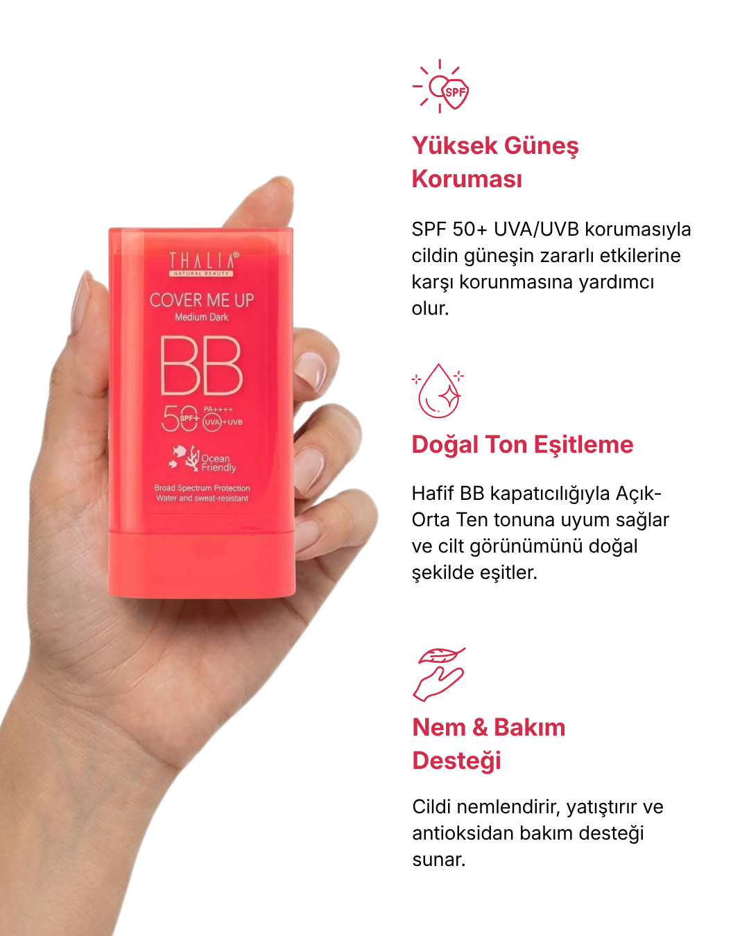 Cover Me Up BB Sun Stick 20 ml 50 SPF — Orta-Koyu Ten (Medium Dark) — görsel 3