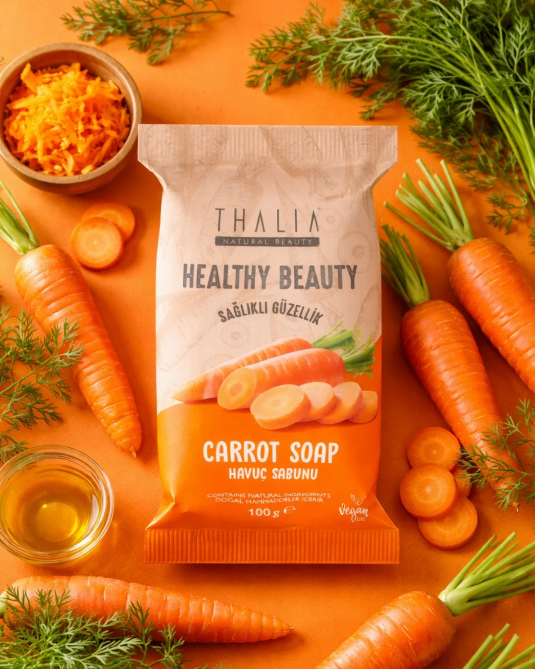 Healthy&beauty Doğal Katı Sabun 100 g 🥕 Havuç Özlü — görsel 5