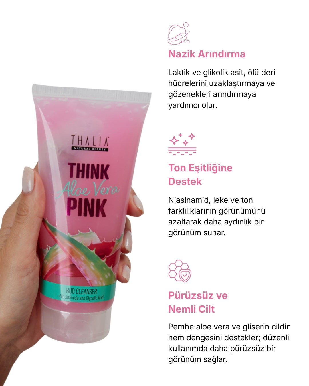 Pink Aloe Vera Canlandırıcı Yüz Peeling Jeli 200ml — görsel 4