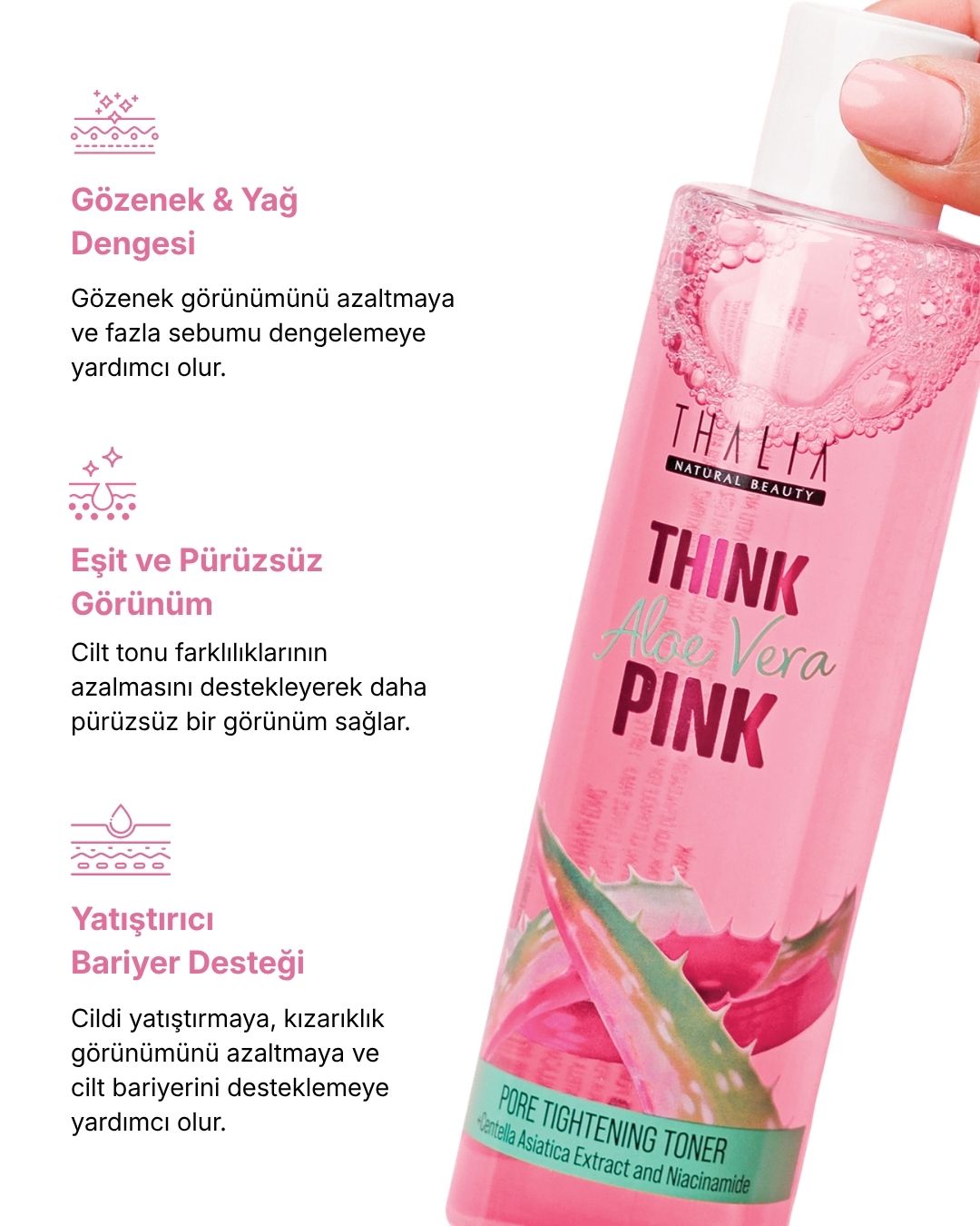Pink Aloe Vera Gözenek Sıkılaştırıcı Tonik 250ml — görsel 3
