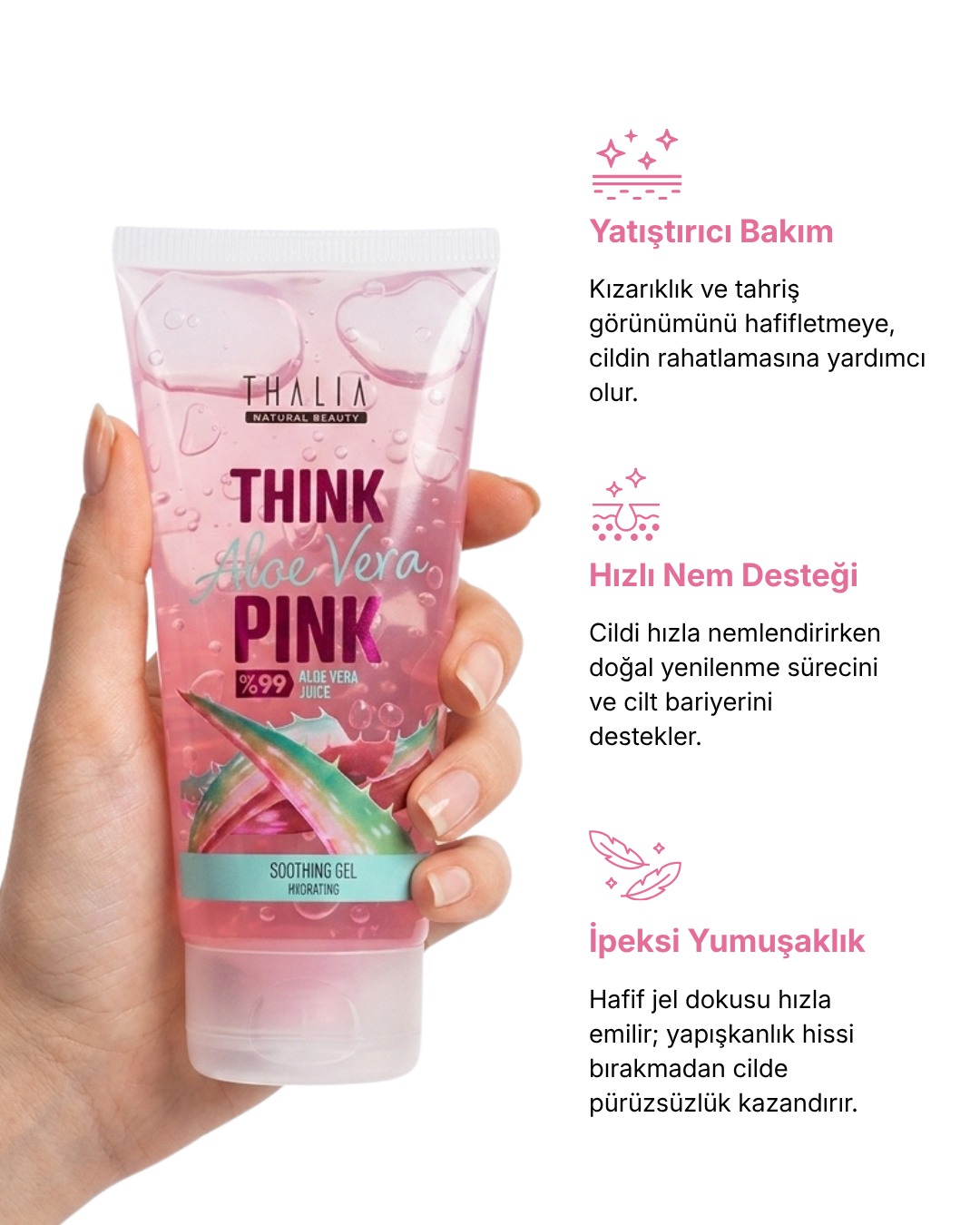 Pink Aloe Vera Yatıştırıcı Vücut Bakım Jeli 200ml — görsel 3