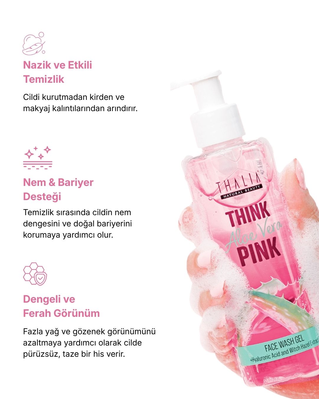 Pink Aloe Vera Yüz Yıkama Jeli 200ml — görsel 3