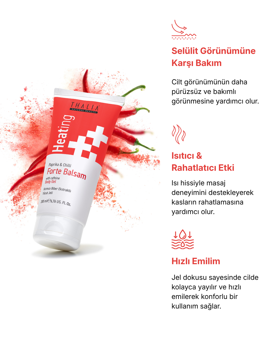 Sıkılaştırıcı Kırmızı Biber ve Acı Biber Özlü Masaj Jeli Forte Balsam 200 ml — görsel 3