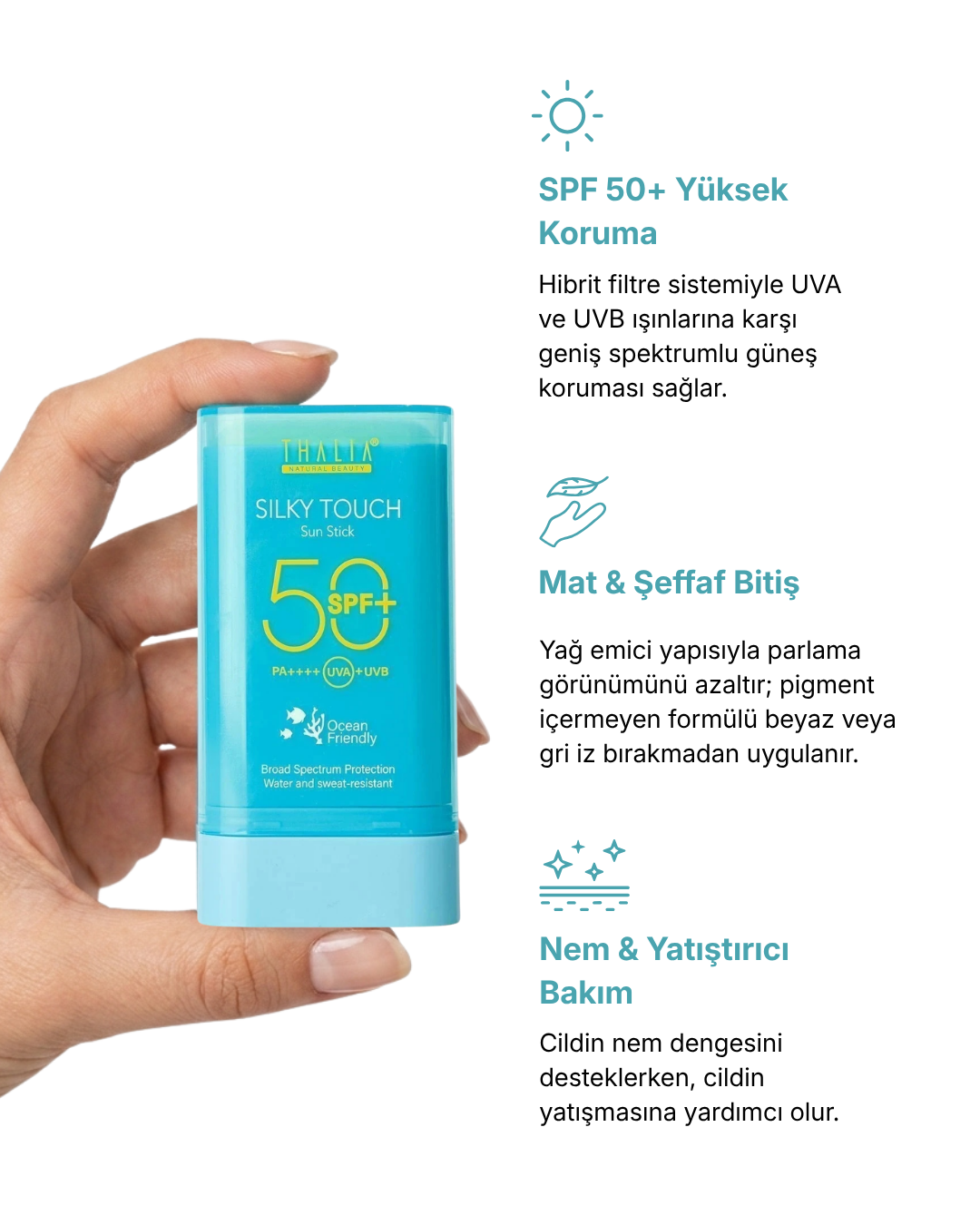 Silky Touch 50 SPF Sun Stick Şeffaf Mat Finish — 20 ml — görsel 3