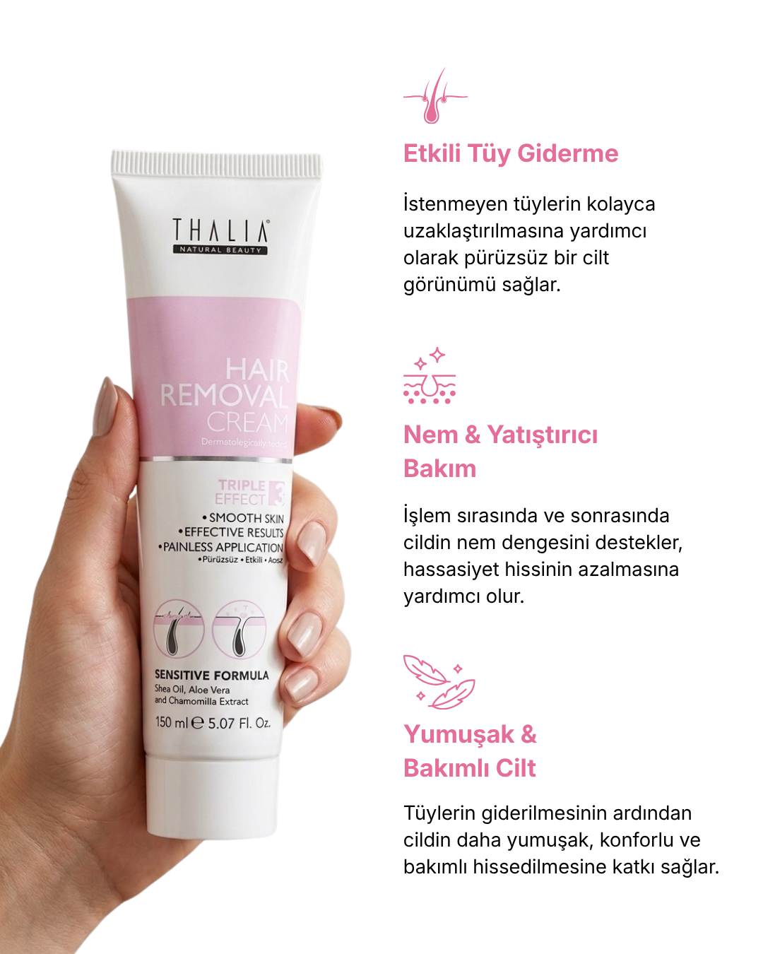 Tüy Bakımı Aloe Vera & Papatya Özlü Tüy Dökücü Krem — görsel 3