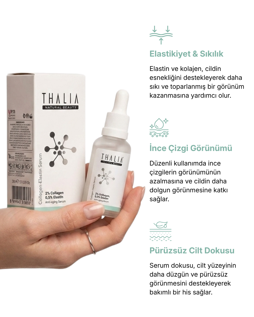 Yaşlanma Karşıtı Cilt Bakım Serumu %2 Kolajen & %0,5 Elastin 30 ml — görsel 3
