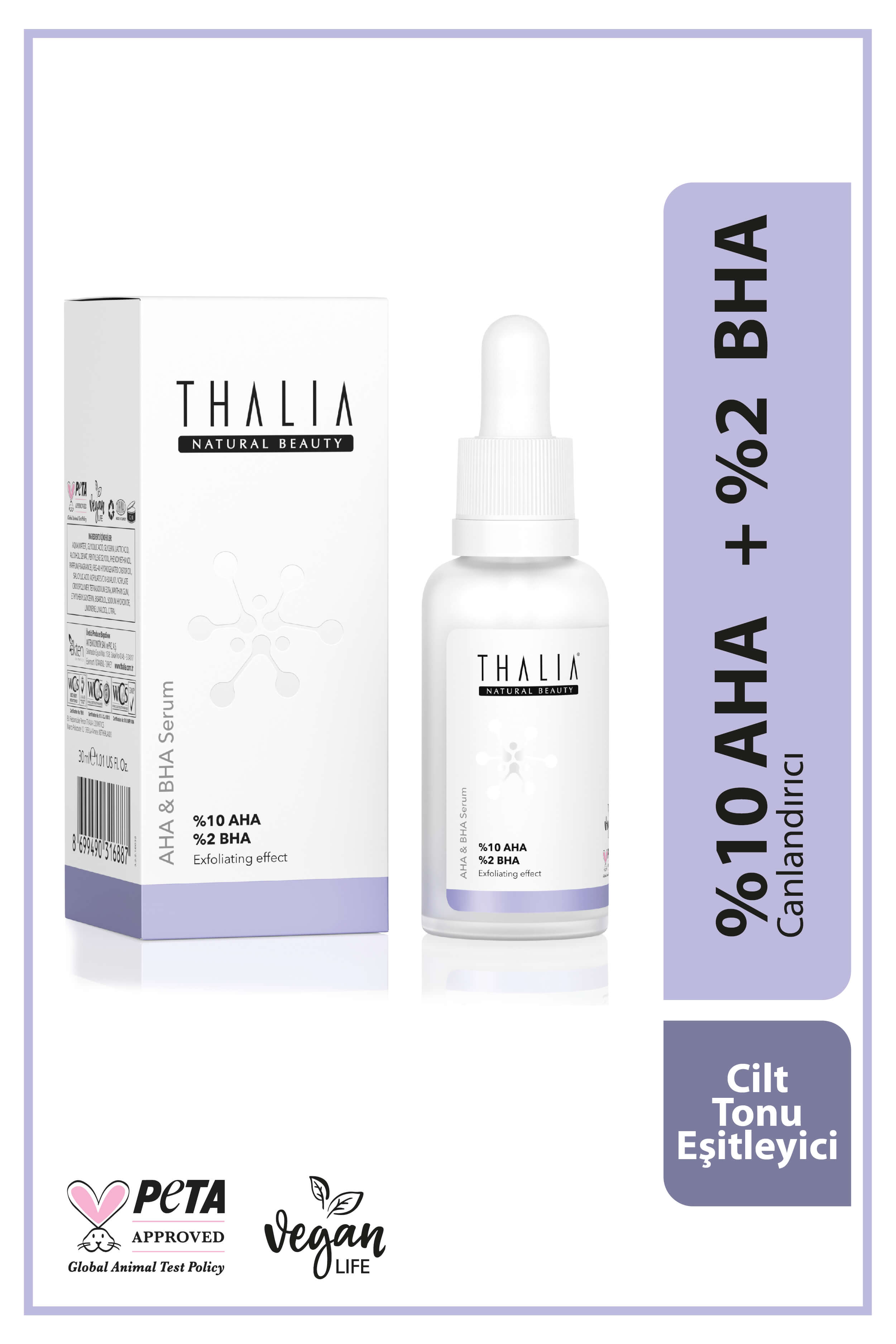 Thalia Canlandırıcı Cilt Tonu Eşitleyici Yüz Peeling Serum %10 AHA + %2  BHA - 30 ml