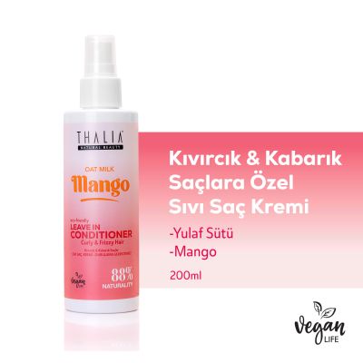 Thalia - Thalia Yulaf Sütü & Mango Özlü Kıvırcık & Kabarık Saçlara Özel Sıvı Bakım Kremi 200ml